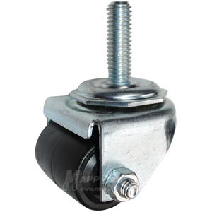 1-1/4" x 1-11/16" Polyolefin Wheel Swivel Caster, 1/2"-13 x 1-1/2" Threaded Stem - 300 lbs. Capacity (Fridge Caster)