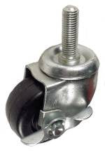 3" x 1-1/4" Hard Rubber Wheel Swivel Caster with 5/8" Threaded Stem & Brake - 210 Lbs Capacity