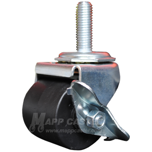 2" x 1-13/16" Heavy Duty Plastic Wheel Stem Caster with Brake - 300 Lbs Capacity