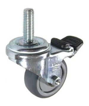 50mm x 19mm TPR Wheel Swivel Caster with M10 x 30 Threaded Stem and Brake- Part#: ELRATPA50KFIFKGS10