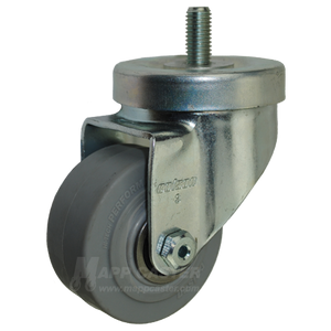 3" x 1-1/4" Grey Performa (TPR) Wheel Swivel Caster with 12mm Threaded Stem - 250 Lbs Capacity
