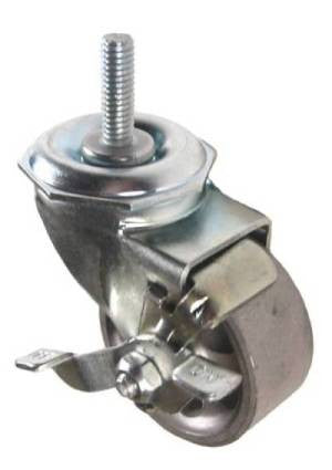 2" x 15/16" Semi-Steel Wheel Swivel Caster Brake with 5/16" Threaded Stem - 125 Lbs Capacity