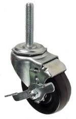 3" x 1" Hard Rubber Wheel Swivel Caster 7/16" Threaded Stem - 150 Lbs Capacity