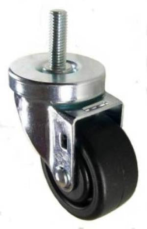 3" x 1-1/4" Heavy Duty Plastic Wheel Swivel Caster with 1/2" Threaded Stem - 300 Lbs Capacity