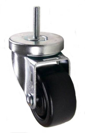 3" x 1-1/4" Heavy Duty Plastic Wheel Swivel Caster with 3/8" Threaded Stem - 300 Lbs Capacity