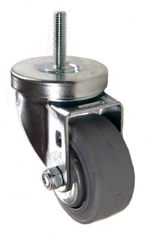 3" x 1-1/4" Thermoplastic Rubber (TPR) Wheel Swivel Caster w/ 3/8" x 1-1/2" Long Threaded Stem - 300 lbs Capacity
