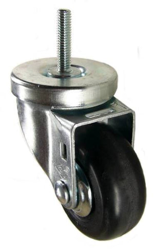 3" x 1-1/4" Neoprene Rubber Wheel  Swivel Caster with 3/8" Threaded Stem - 200 Lbs Capacity