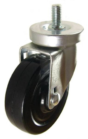 4" x 1-1/4" Heavy Duty Plastic Wheel Swivel Caster with 1/2" Threaded Stem - 350 Lbs Capacity