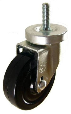 4" x 1-1/4" Heavy Duty Plastic Wheel Swivel Caster with 1/2" Threaded Stem - 350 Lbs Capacity