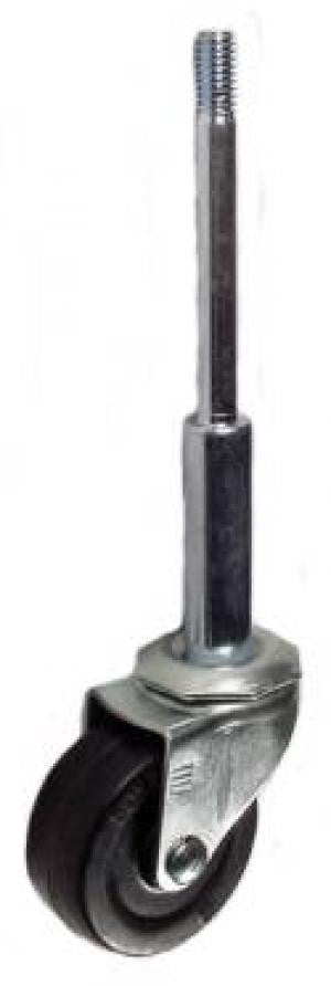2" x 3/4" Soft Rubber Wheel Ladder Caster with 5/16" Threaded Stem - 80 Lbs Capacity