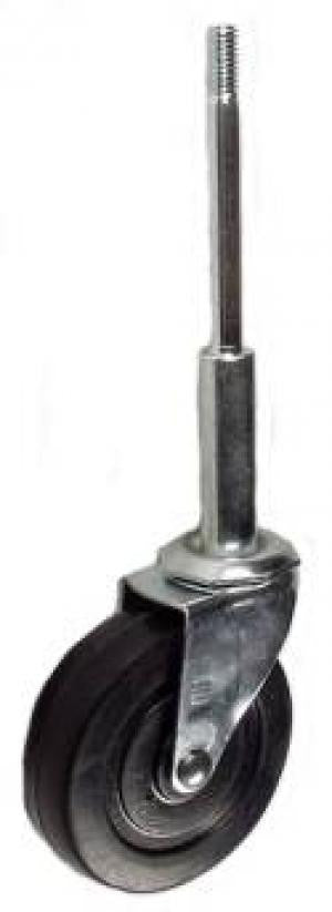 3" x 3/4" Soft Rubber Wheel Ladder Caster with 5/16" Threaded Stem - 100 Lbs Capacity