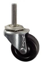 2" x 13/16" Soft Rubber Wheel Swivek Caster With 3/8" Threaded Stem - 80 Lbs Capacity