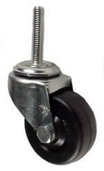 2" x 13/16" Soft Rubber Wheel Swivek Caster With 5/16" Threaded Stem - 80 Lbs Capacity