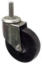 5" x 1-1/4" Hard Rubber Wheel Swivel Caster with 5/8" Threaded Stem - 255 Lbs Capacity
