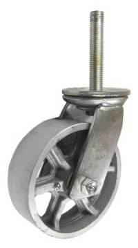 6" x 2" Cast Iron Wheel Swivel Caster with 3/4" Threaded Stem - 1100 Lbs Capacity