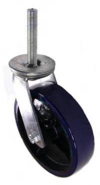 8" x 2" Polyurethane on Iron Wheel Swivel Caster with 3/4" Threaded Stem - 1000 Lbs Capacity