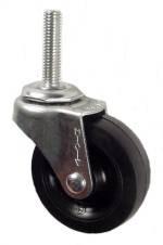 2-1/2" x 13/16" Soft Rubber Wheel Swivel Caster with 5/16" Threaded Stem - 80 Lbs Capacity