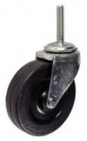 3" x 13/16" Soft Rubber Wheel Swivel Caster with 5/16 Threaded Stem - 110 Lbs Capacity