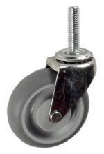 3" x 13/16" Crowned Thermoplastic Rubber (TPR) Wheel Swivel Caster with 3/8" Threaded Stem - 120 Lbs Capacity