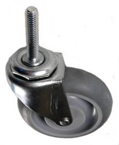 3" x 13/16" Crowned Thermoplastic Rubber (TPR) Wheel Swivel Caster with 5/16" x 1-1/2" Threaded Stem - 120 Lbs Capacity