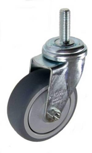75mm x 25mm Thermoplastic Rubber (TPR) Wheel Swivel Caster with M10  Threaded Stem - 165 Lbs Capacity