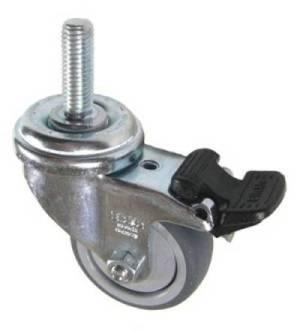 75mm x 25mm Thermoplastic Rubber (TPR) Wheel Swivel Caster with M10  Threaded Stem & Brake - 165 Lbs Capacity