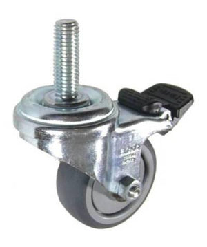 50mm x 19mm Thermoplastic Rubber (TPR) Wheel Swivel Caster with M10  Threaded Stem & Brake - 110 Lbs Capacity