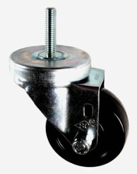 3" x 1-1/4" Soft Rubber Wheel Swivel Caster with 3/8" Threaded Stem - 175 Lbs Capacity