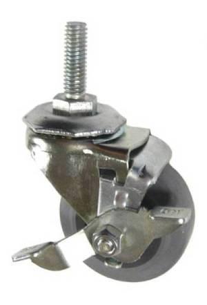 2" x 13/16" Thermoplastic Rubber (TPR) Wheel Swivel Caster with 5/16" Threaded Stem & Brake - 80 Lbs Capacity