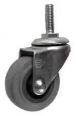 2" x 13/16" Thermoplastic Rubber (TPR) Wheel Swivel Caster with 5/16" Threaded Stem - 80 Lbs Capacity