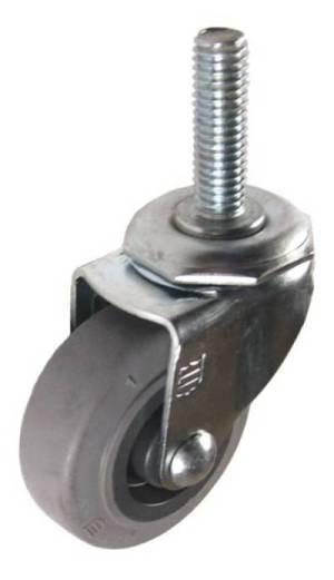 2" x 13/16" Thermoplastic Rubber (TPR) Wheel Swivel Caster with 3/8" Threaded Stem - 80 Lbs Capacity