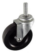 4" x 1" Soft Rubber Wheel Swivel Caster with 1/2" Threaded Stem - 145 Lbs Capacity