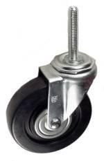 4" x 1" Soft Rubber Wheel Swivel Caster with 7/16" Threaded Stem - 145 Lbs Capacity