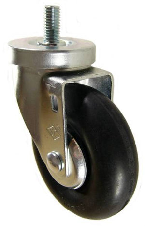 4" x 1-1/4" Neoprene Wheel Swivel Caster with 1/2" Threaded Stem (1" Inch Stem) - 200 Lbs Capacity