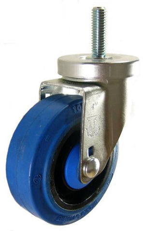 4" x 1-1/4" Elastic Rubber Wheel Swivel Caster with 1/2" Threaded Stem (1-1/2" Stem Length) - 250 Lbs Capacity