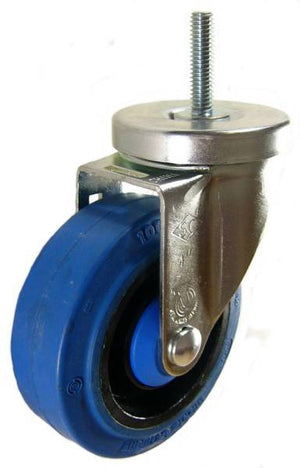 4" x 1-1/4" Elastic Rubber Wheel Swivel Caster with 3/8" Threaded Stem - 250 Lbs Capacity