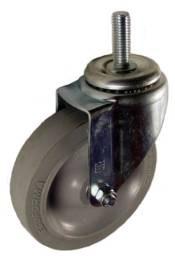 5" x 1-1/4" Thermoplastic Rubber (TPR) Wheel Swivel Caster with 1/2" Threaded Stem - 260Lbs Capacity
