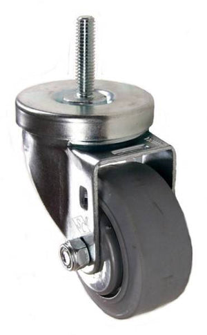 3" x 1-1/4" Thermoplastic Rubber (TPR) Wheel Swivel Caster with 3/8" Threaded Stem - 180Lbs Capacity