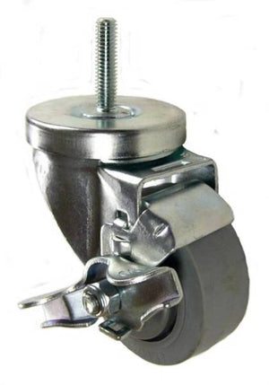 3" x 1-1/4" Thermoplastic Rubber (TPR) Wheel Swivel Caster with 3/8" Threaded Stem & brake - 180Lbs Capacity