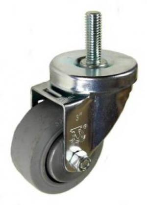 3" x 1-1/4" Thermoplastic Rubber (TPR) Wheel Swivel Caster with 1/2" Threaded Stem - 180Lbs Capacity