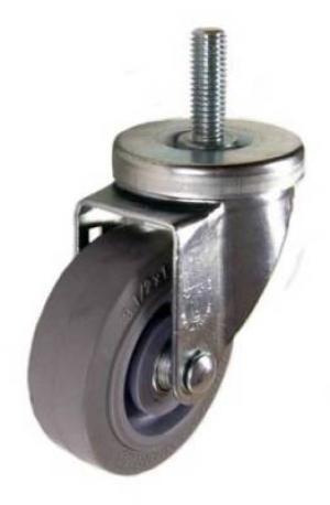 3-1/2" x 1-1/4" Thermoplastic Rubber (TPR) Wheel Swivel Caster with 1/2" Threaded Stem - 200 Lbs Capacity