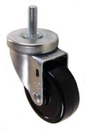 3-1/2" x 1-1/4" Hard Rubber Wheel Swivel Caster with 1/2" Threaded Stem - 300 Lbs Capacity