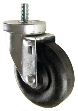 4" x 1-1/4" High Temp Round Tread Wheel Swivel Caster with 1/2" Threaded Stem (1" Inch Stem) - 350 Lbs Capacity