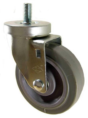 4" x 1-1/4" Thermoplastic Rubber (TPR) Wheel Swivel Caster with 1/2" Threaded Stem (1" Stem Length) - 240Lbs Capacity