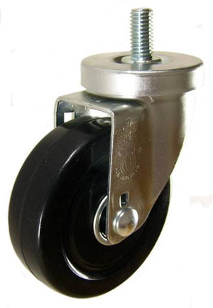 4" x 1-1/4" Soft Rubber Wheel ball bearings Swivel Caster with 1/2" Threaded Stem (1" Stem Length)- 350 Lbs Capacity