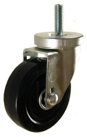 4" x 1-1/4" Hard Rubber Wheel (ball bearings) Swivel Caster with 1/2" Threaded Stem (1-1/2" Stem Length) - 300 Lbs Capacity