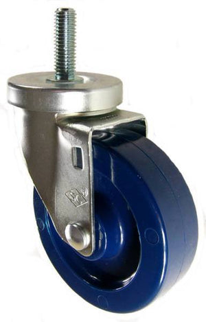 4" x 1-1/4" Solid Polyurethane Wheel Swivel Caster with 1/2" Threaded Stem (1-1/2" Stem Length) - 350 Lbs Capacity