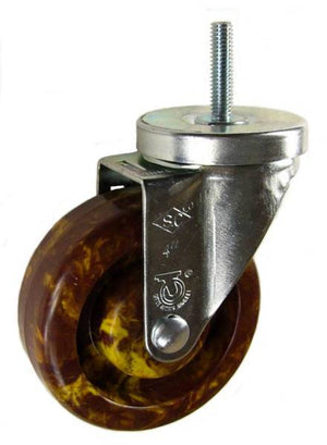 4" x 1-1/4" High Temp Epoxy Resin Wheel  Swivel Caster with 3/8 " Threaded Stem (1-1/2" Stem Length) - 350 Lbs Capacity