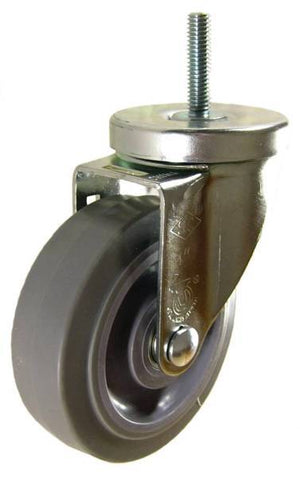 4" x 1-1/4" Thermoplastic Rubber (TPR) Wheel Swivel Caster with 3/8" Threaded Stem - 240Lbs Capacity