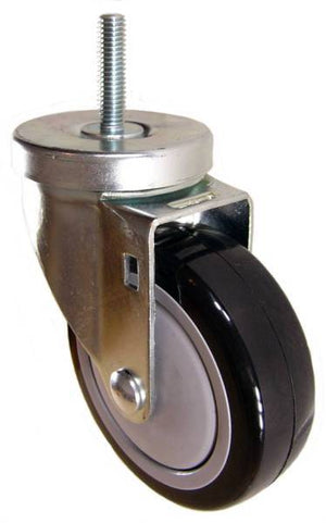 4" x 1-1/4" Polyurethane Wheel Swivel Caster with 3/8" Threaded Stem - 350 Lbs Capacity